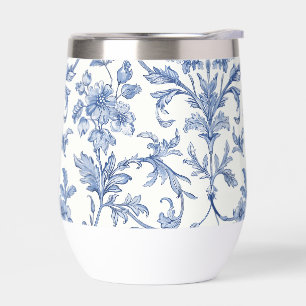 Blaues Toile de Jouy französisches Land Blumenmust