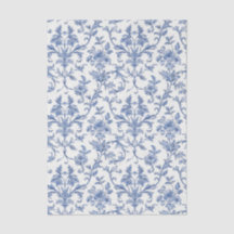 Blaues Toile de Jouy französisches Land Blumenmust