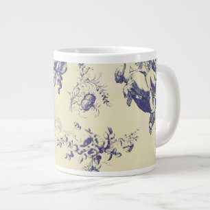 Blaues Toile-Französisches Landkreuz-Muster Jumbo-Tasse