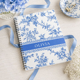 Blaues Toile personalisiertes Namensnotizbuch Notizblock