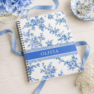Blaues Toile personalisiertes Namensnotizbuch Notizblock