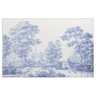 Blaues Toile Vintage Französisches Pastoralboot Kl Stoff