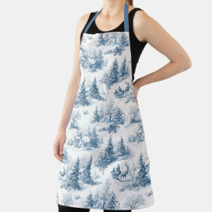 Blaues Toile-Weihnachtsmuster  Schürze