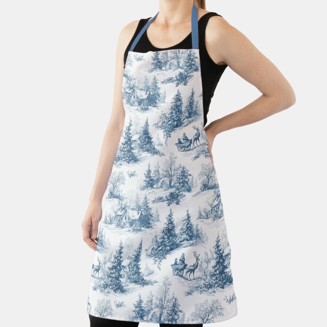 Blaues Toile-Weihnachtsmuster  Schürze (InSitu)