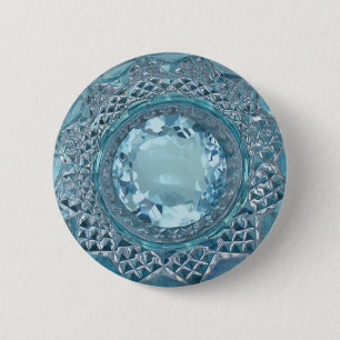 Blaues Topaz und geschnittenes Glas Button