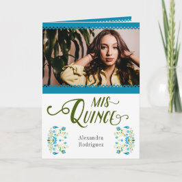 Blaues traditionelles mexikanisches Foto Quinceane Einladung