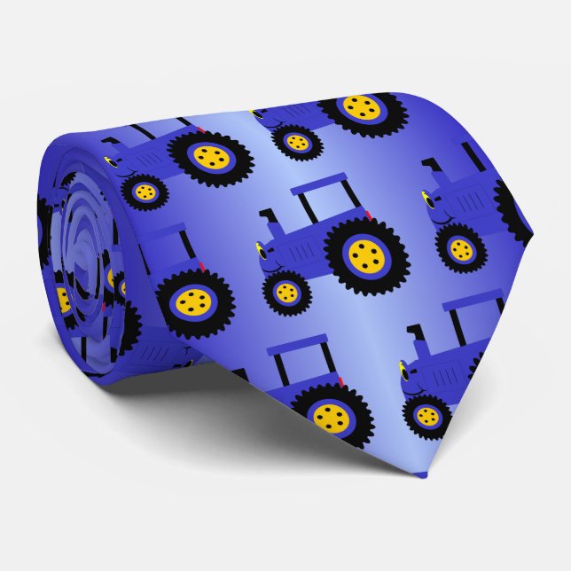 Blaues Traktor-Design Krawatte (Gerollt)