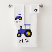 Blaues Traktor-Design Monogrammiert