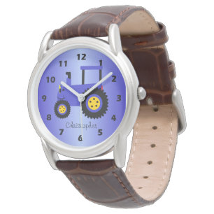 Blaues Traktor-Design personalisiert Armbanduhr