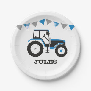 Blaues Traktor-Geburtstags-Party-Papierplatte Pappteller