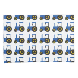 Blaues Traktor-Muster Kissenbezug