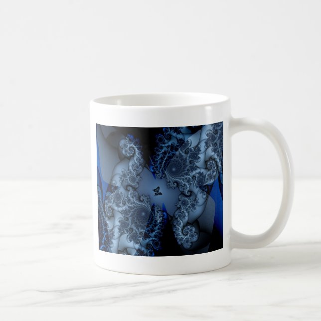 Blaues Traumschmetterling-Fraktal Tasse (Rechts)