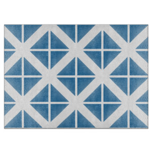 Blaues Trenddreieck-Muster Schneidebrett