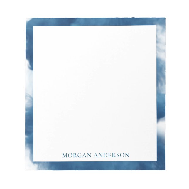 Blaues trendy Monogramm für den Raucheffekt Notizblock (Vorderseite)