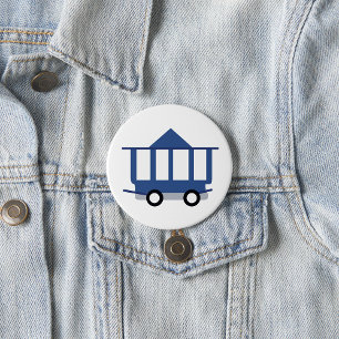 Blaues Trolley Auto Symbol Vintag Eisenbahnwagen Button