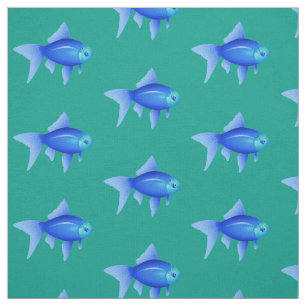 Blaues tropisches Fischmuster auf dem Aquarium Stoff