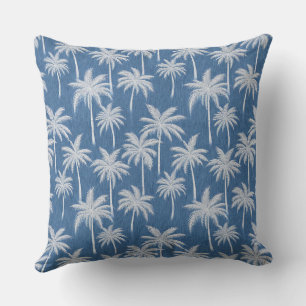 Blaues tropisches Fleckchen Palm Trees Pillow Kissen