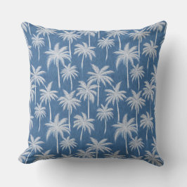 Blaues tropisches Fleckchen Palm Trees Pillow Kissen