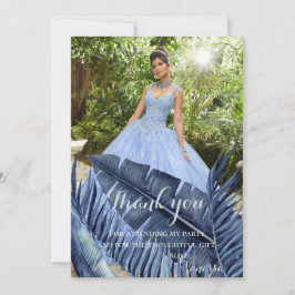 Blaues tropisches Laub-Foto Dankeskarte