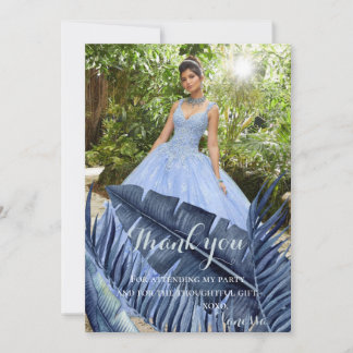 Blaues tropisches Laub-Foto Dankeskarte