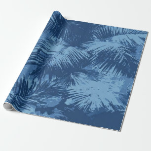 Blaues tropisches Palmblatt Geschenkpapier