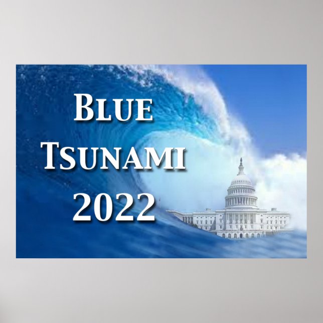 Blaues Tsunami-Wahlprogramm 2022 Poster (Vorne)