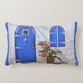Blaues Tür-Stuck-Zuhausethrow-Kissen Lendenkissen