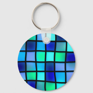 Blaues Türkis-Grün-lila beflecktes Glas-Kunst Schlüsselanhänger