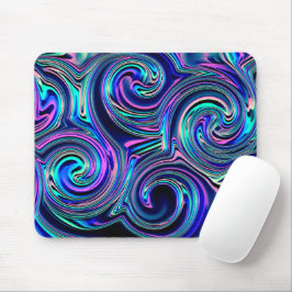 Blaues türkisfarbenes Lila-rosa Spiralkunstmuster Mousepad