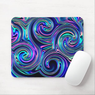 Blaues türkisfarbenes Lila-rosa Spiralkunstmuster Mousepad
