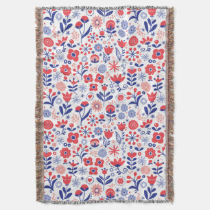 Blaues u. korallenrotes Blumenmuster Decke