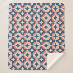 Blaues u. korallenrotes geometrisches Muster Sherpadecke