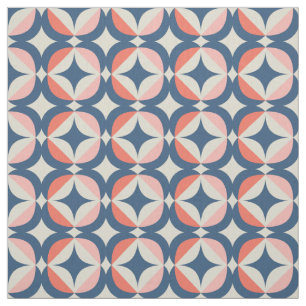 Blaues u. korallenrotes geometrisches Muster Stoff