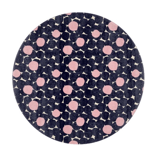 Blaues u. rosa großes Punkt-Muster Schneidebrett (Vorderseite)