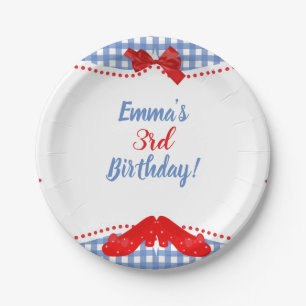 Blaues u. weißes Checkered rotes Schuh-Quadrate Pappteller