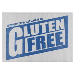 Blaues u. weißes Gluten geben Schneidebrett frei