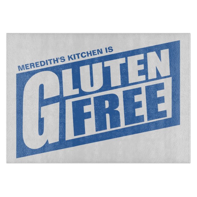 Blaues u. weißes Gluten geben Schneidebrett frei (Vorderseite)