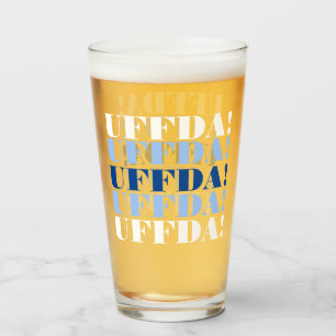 Blaues Uffda-Bier-Glas Glas