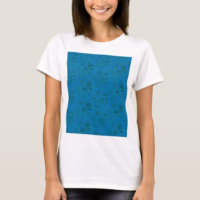 Blaues Umhüllungspapier mit geometrischem Muster T-Shirt (Vorderseite)