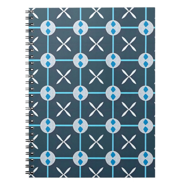 Blaues und Abstraktes geometrisches Muster Notizblock (Vorderseite)