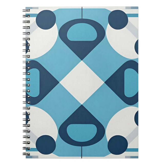 Blaues und Abstraktes geometrisches Muster Notizblock (Vorderseite)