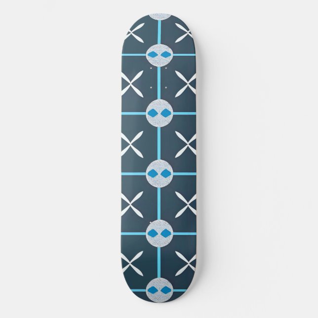 Blaues und Abstraktes geometrisches Muster Skateboard (Vorderseite)