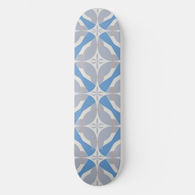 Blaues und Abstraktes geometrisches Muster Skateboard (Vorderseite)