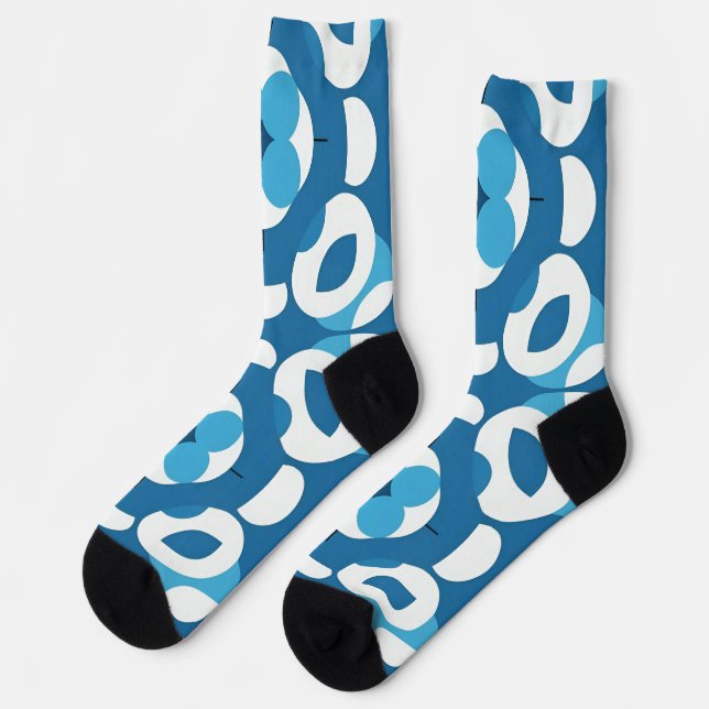 Blaues und Abstraktes geometrisches Muster Socken (Linkes Detail)