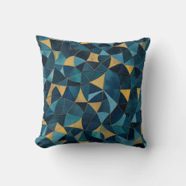 Blaues und Abstraktes Mosaik Kissen