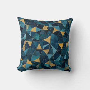 Blaues und Abstraktes Mosaik Kissen