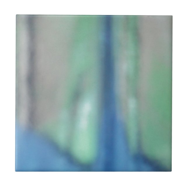 Blaues und aquamarines grünes Meerglas Fliese (Vorderseite)