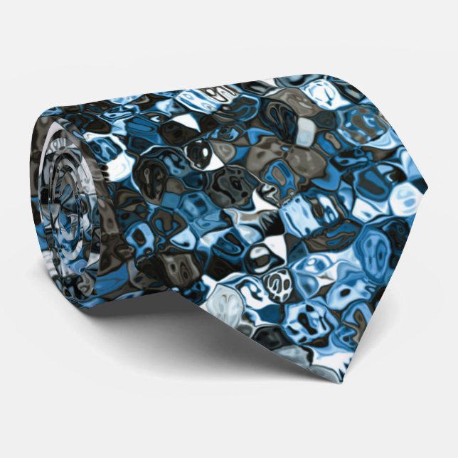 Blaues und braunes abstraktes Muster Krawatte (Gerollt)