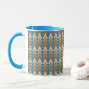 Blaues und braunes geometrisches Muster Tasse