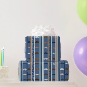 Blaues und braunes Vatertagsmuster Geschenkpapier